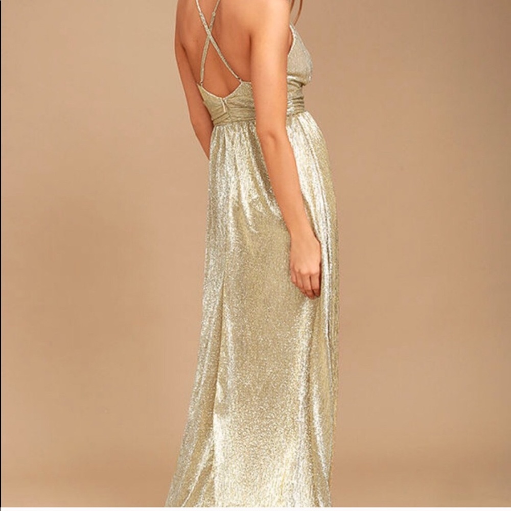Lulu’s Gilded Goddess Metallic Maxi Dress